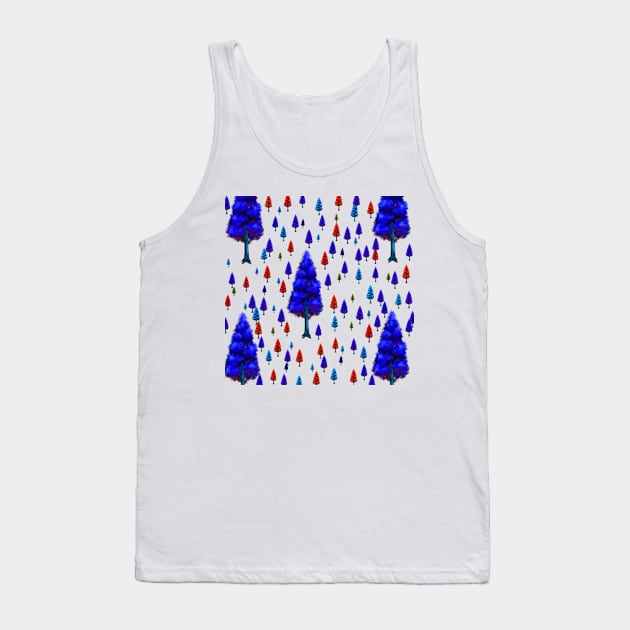 blue red trees leaves background pattern texture Tank Top by Artistic_st